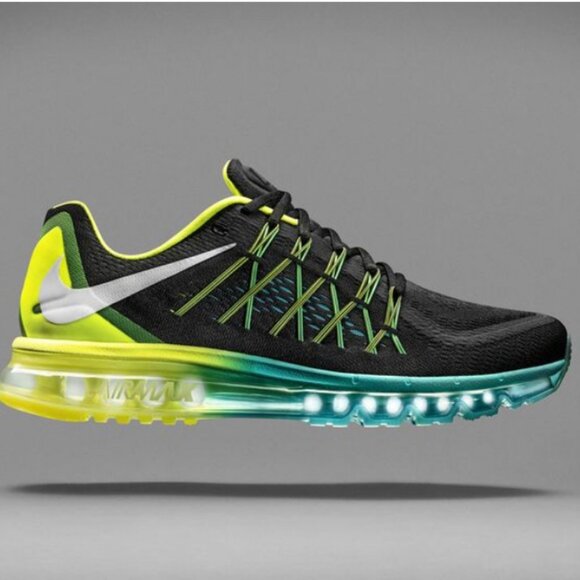 Excellent Nike Air Max 2015 Indigo Turquoise Volt Womens 10.5 US 42.5 EUR Mens 9 - Picture 12 of 16